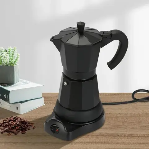 New 220V 300ml Aluminum Electric Mocha Pot Italian Coffee Maker Household Fast And Convenient Electric Coffee Pot