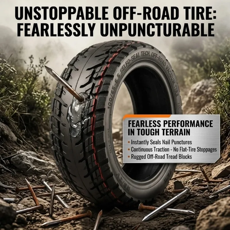 

100/65-6.5 Self-Healing Tubeless Tire High Performance Off-Road for VSETT 11+ Zero 11X Dualtron 11 Inch Scooter Wear-Resistant