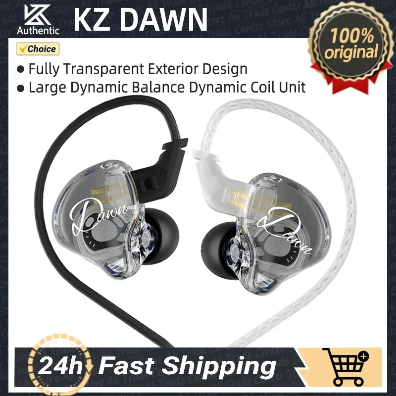 KZ Dawn Wired Earphones IEM In-Ear Full Transparent Music Headset Sports Headphone with Microphone Gaming Earbuds kz edx pro