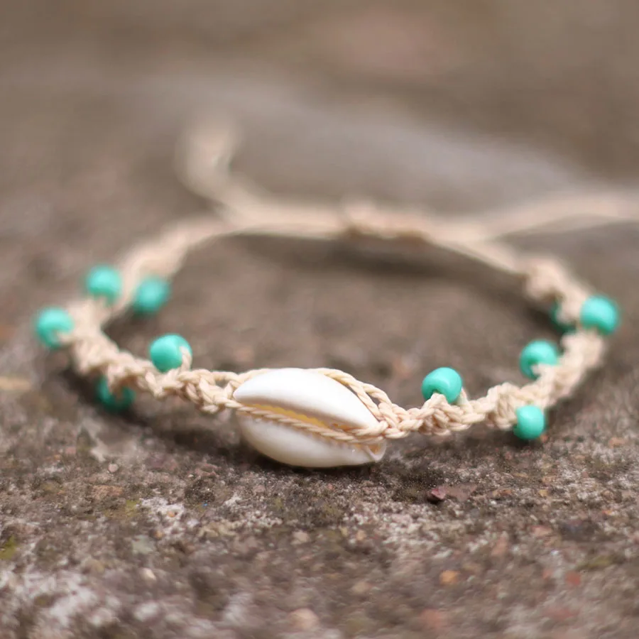 Noter Bohemia Macrame Bracelet Adjustable Unisex Beach Shell Braslet 4mm Blue Howlite Braclet Handmade Surfing Jewelry Pulseria - view 6