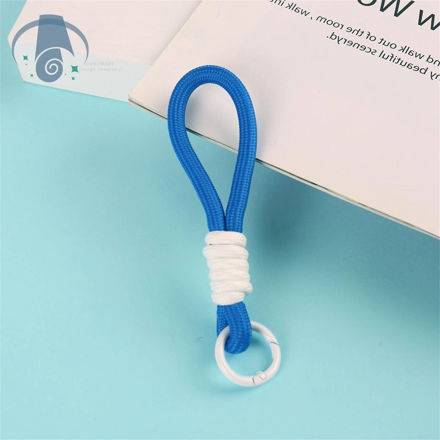 Natural color blocked mobile phone hanging rope with adjustable dual color anti loss keychain hand woven rope for men and women