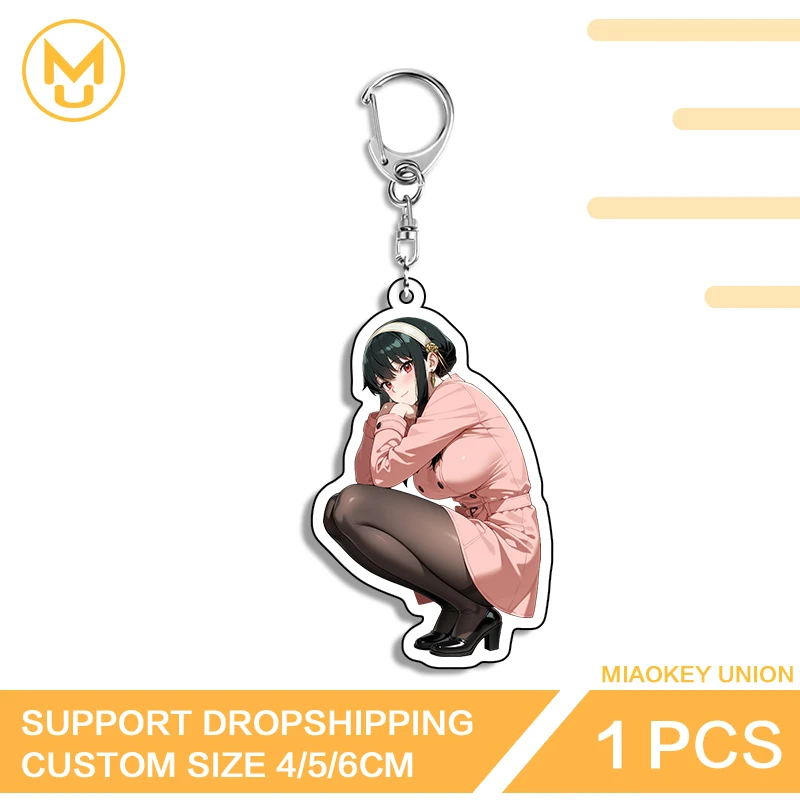 Yor Forger Sexy Squatting Girl Enchanting Lively Double Sided Acrylic Keyring Luxury Hot Selling Cosplay Costumes DIY Props
