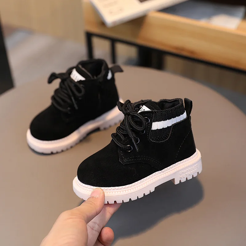 Autumn Winter Kids Retro Work-style Short Boots Children Soft-soled Non-slip Cotton Boots Boy Girl Warm Chelsea Snow Boots