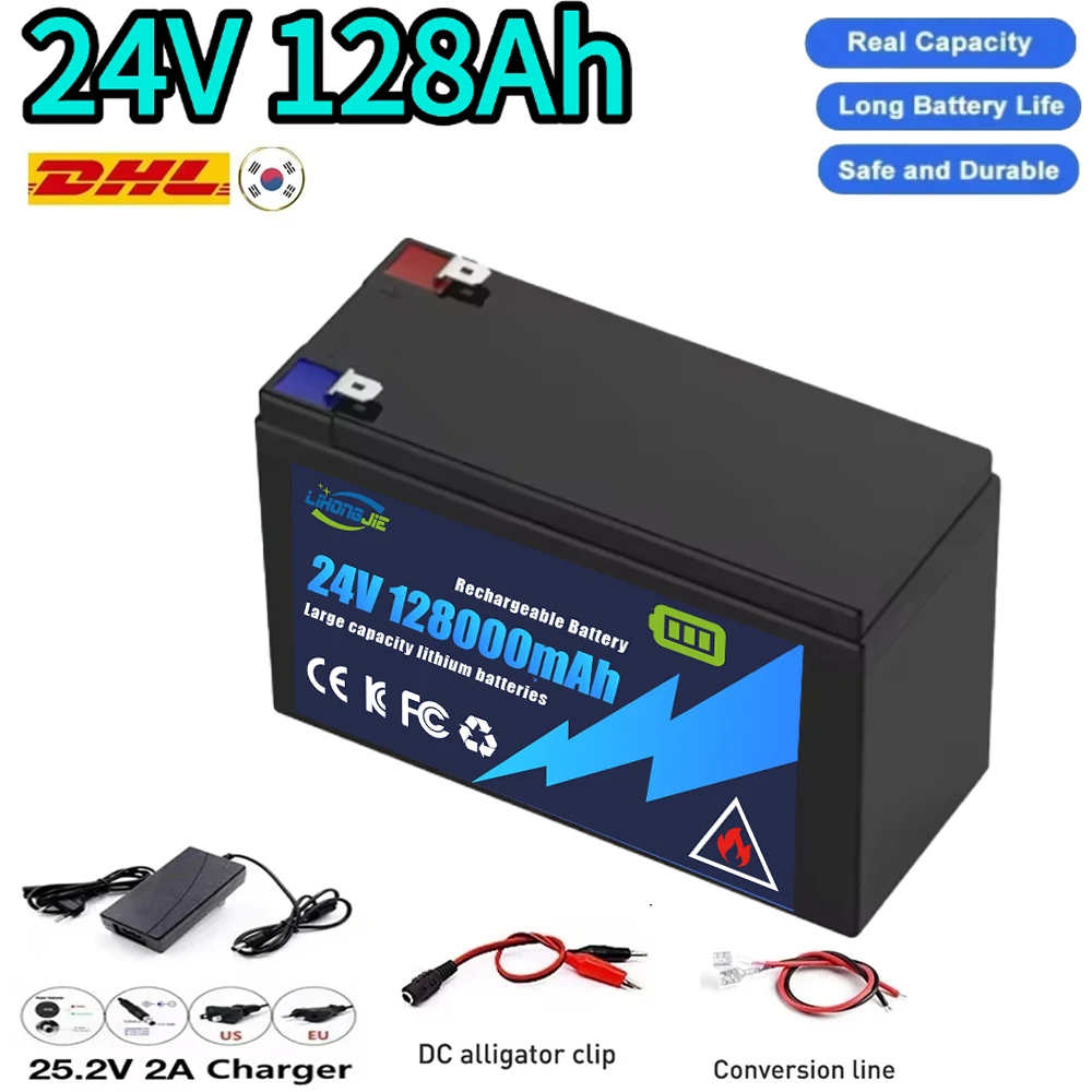 

24V 98Ah 128Ah 158Ah electric vehicle lithium iron phosphate battery pack, built-in BMS 30A high current,super strong endurance