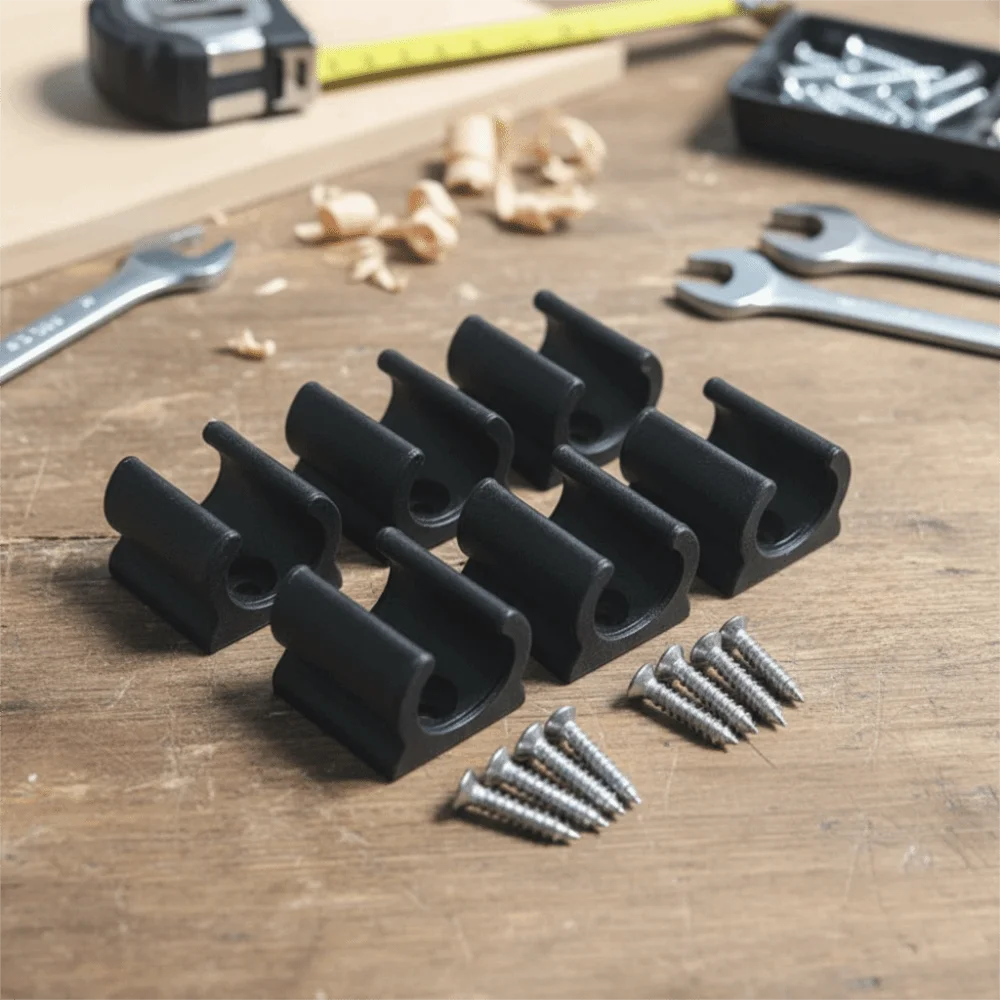 

4Pcs Universal RV Awning Crank Handle Bracket Black Lightweight RV Awning Rod Storage Holder with Screws Durable