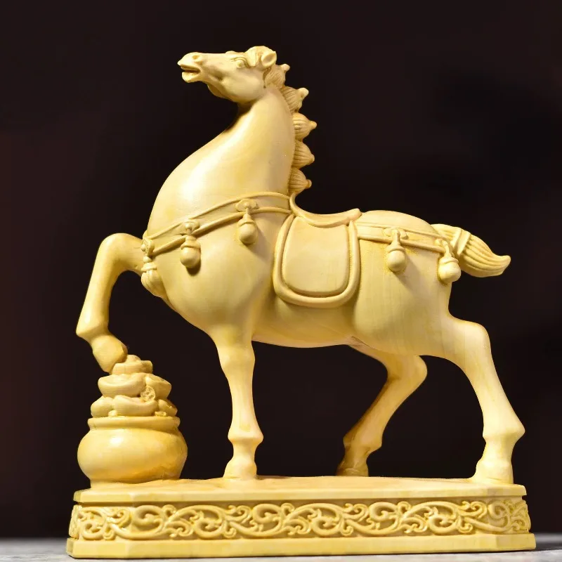 

Hand carved wooden horse sculptures, small sculptures, artistic crafts, feng shui ornaments, home office desk decorations
