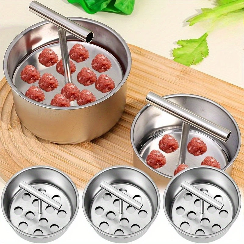 Máquina para hacer albóndigas de acero inoxidable con 6 agujeros/12 agujeros, herramienta para hacer albóndigas extruidas para cocina, molde para bolas de carne, moldeador de albóndigas para Cocina