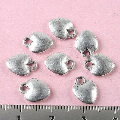 

50pcs 10x8x2.4mm Tibetan silver smooth solid heart charm h0183