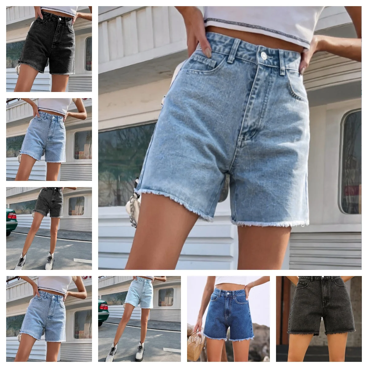 

Sexy High-Waisted Jeans Shorts Women's European American Loose Style Denim Crossbody Shorts For Summer Fashion Trend