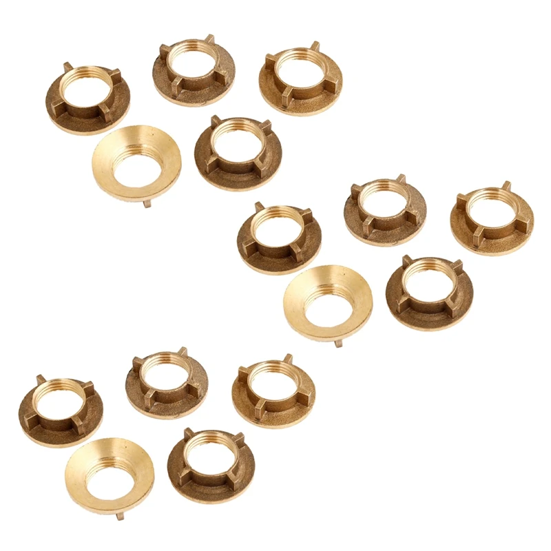 15 Pcs Gold Tone Brass 1/2 Inch PT Threaded Household Water Tap Faucet Nuts