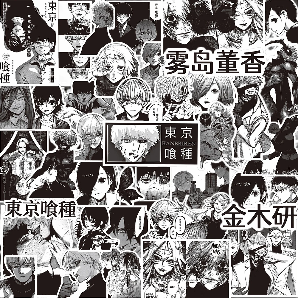 

10/30/70pcs Tokyo Ghoul Anime Stickers Kaneki Ken Cartoon Manga Decals Phone Luggage Notebook Cool Black White Graffiti Sticker