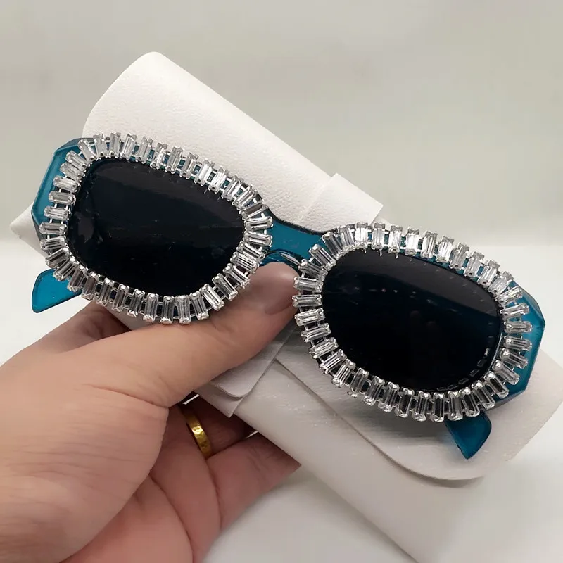 Neue 2026 Bunte Quadratische Diamant Sonnenbrille Frauen Mode Ozean Objektiv Strass Shades UV400 Sonnenbrille Weibliche Brillen Gafas – Detail 6