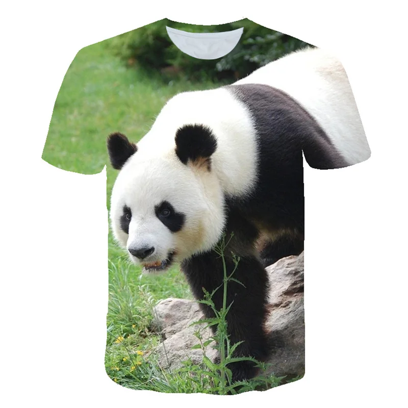 T-shirts kawaii Animal Panda 3d Print Summer Men Women Unisex Streetwear Crew Neck Oversized Casual TShirt Kids Tops Clothing