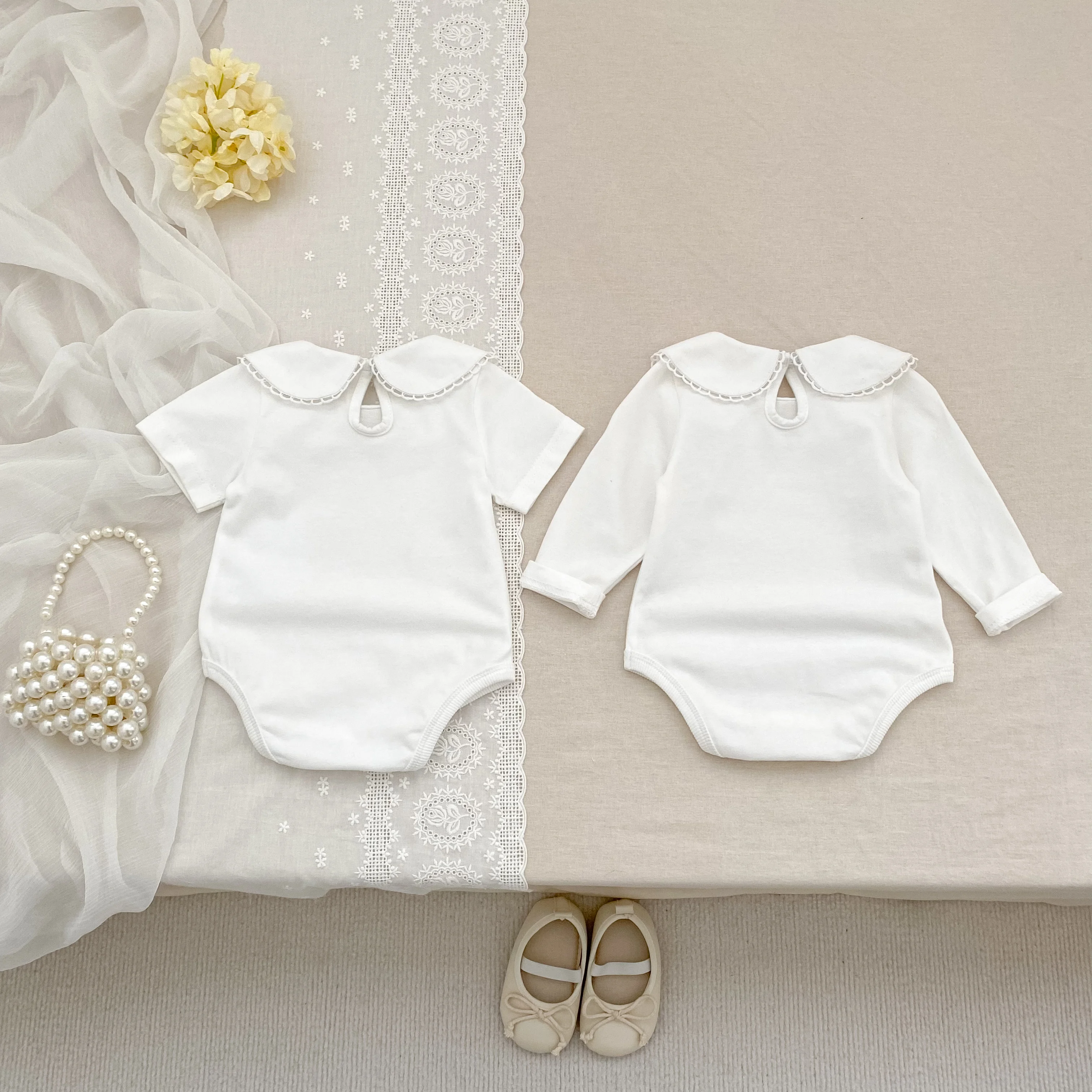 0-24M Herbst Baby Mädchen Romper Baby Mädchen Kleidung Kleinkind Neue Mädchen Spitze Kragen Strampler Baumwolle Weiß Infant baby Mädchen Overall – Detail 35
