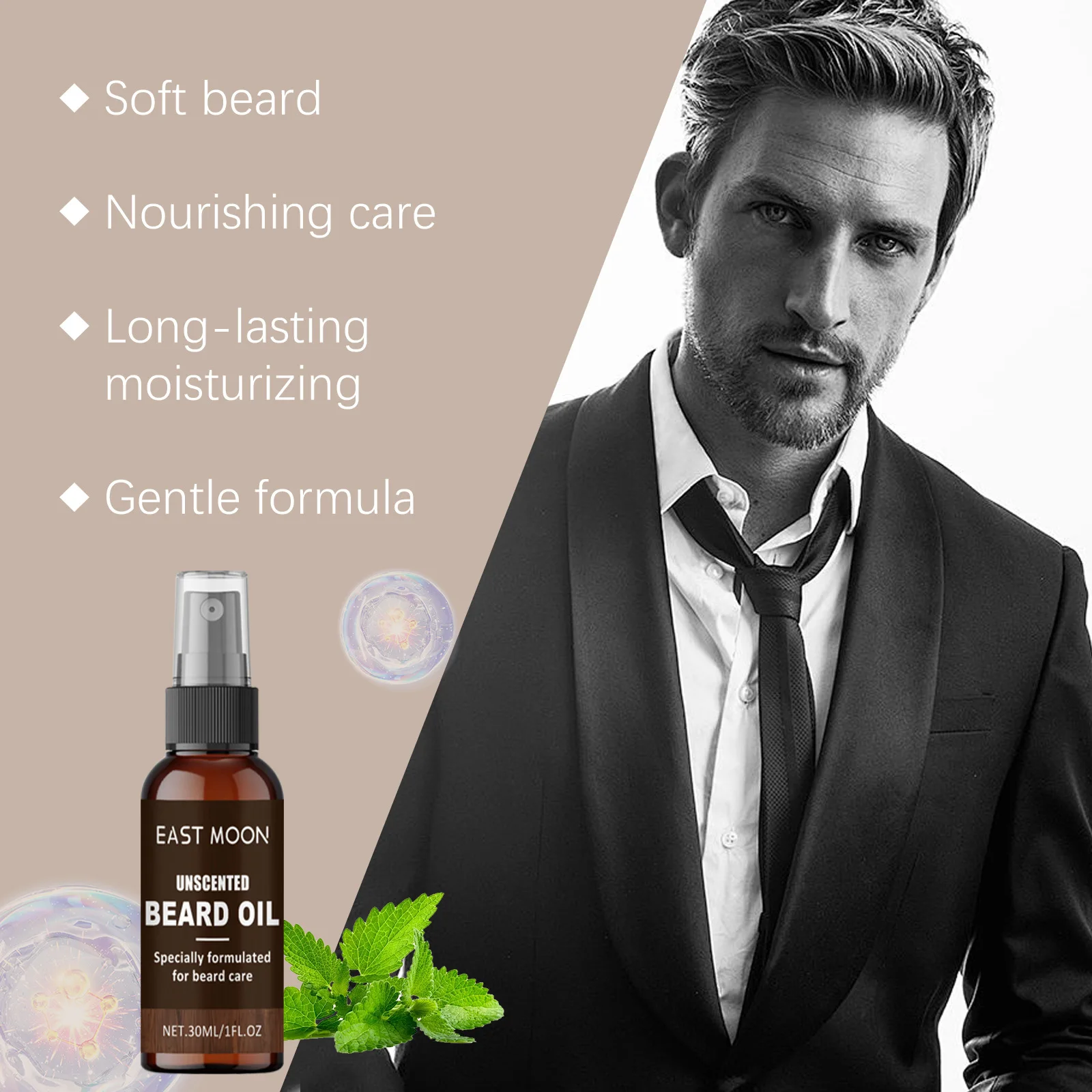 EAST MOON Men's Beard Treatment Liquid Nourishing Brightening and Fine Pores Hydrating and Moisturizing Men's Beard Oil