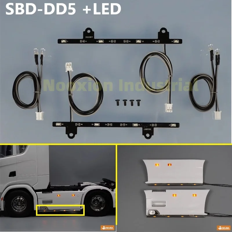 

LED Upgrade Side Skirt Light Board Decorative Lamp for 1/14 Tamiya RC Dump Truck SCANIA 770S 6×4 56368 Car Accessories