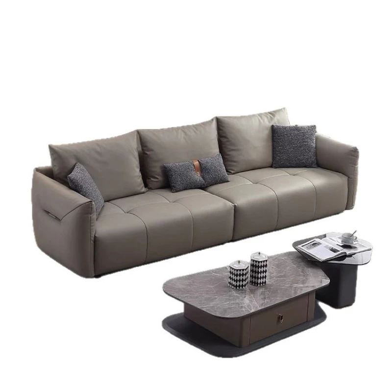 

Minimalist leather sofa living room small apartment light luxury technology cloth sofa