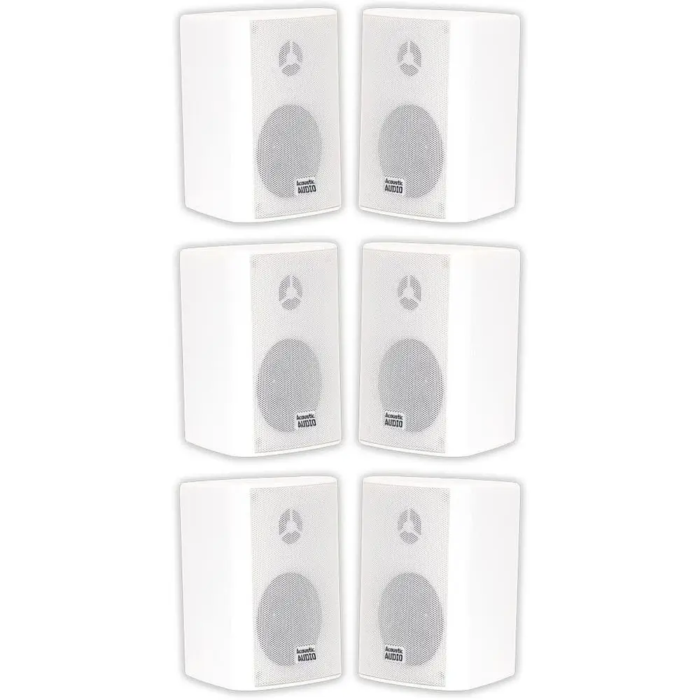

Acoustic Audio AA351W Indoor Outdoor 2 Way Speakers 1500 Watt White 3 Pair Pack AA351W-3Pr