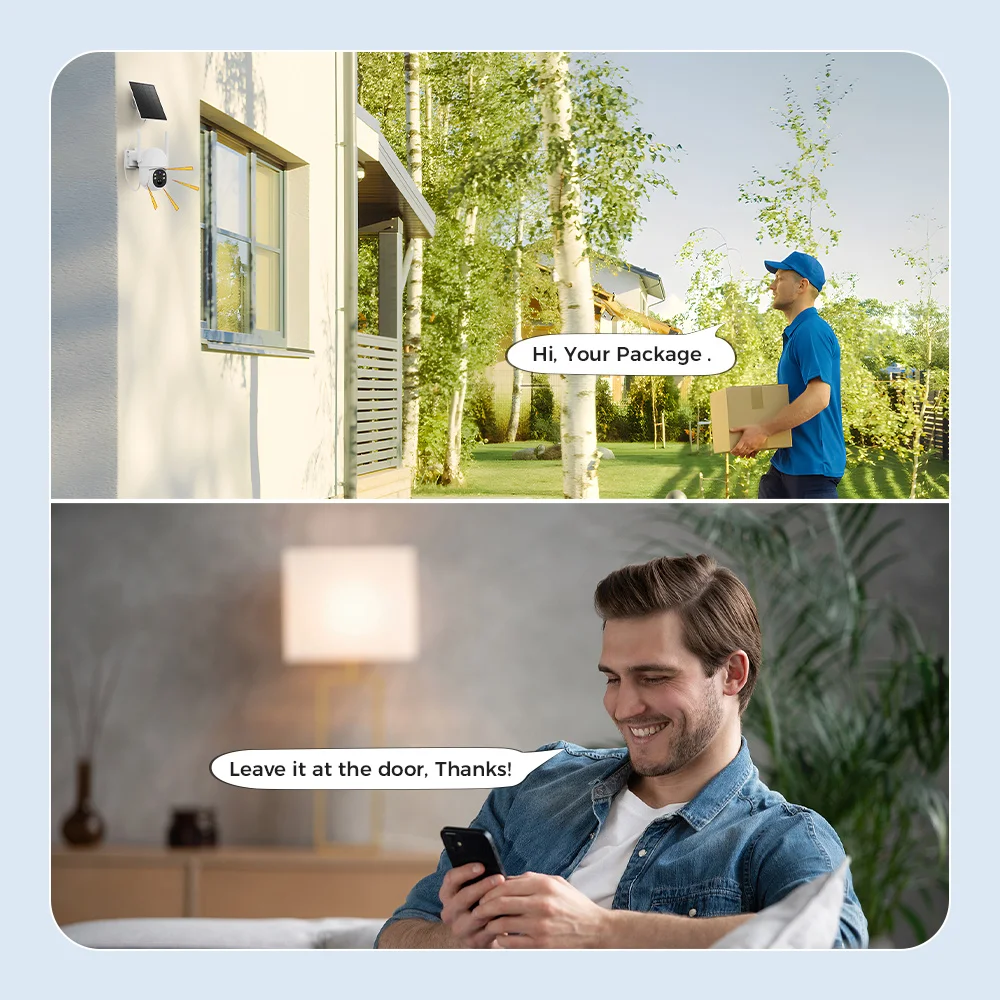 Solar Powered WiFi Security Camera Outdoor 3MP HD with Color Night Vision Two Way Audio Motion Detection & Pan - Tilt Control