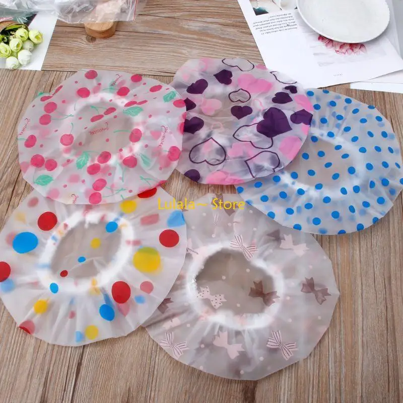 

Y4QA Elastic Reusable Bathing Hair Cap Baby Shower Caps with Elastic Band Flower Prin
