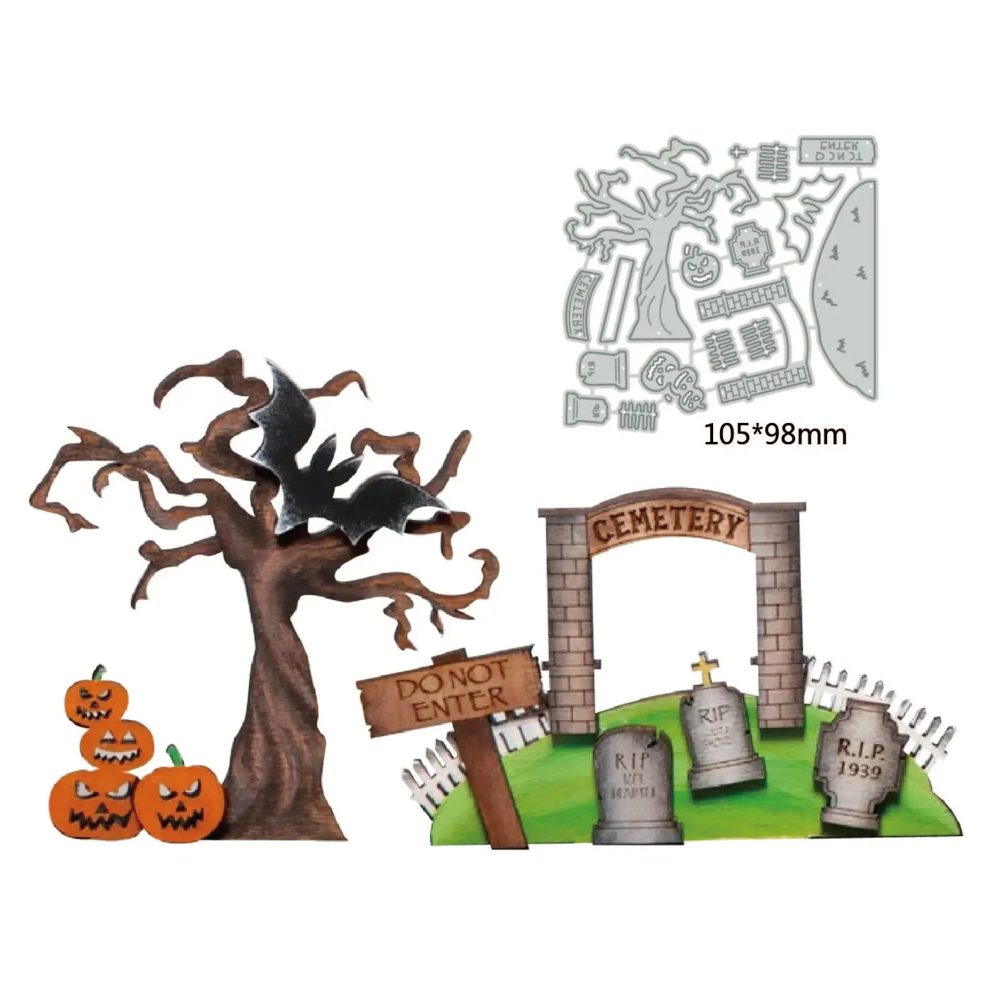 Metalowe wykrojniki Halloween nawiedzony cemeteria diy scrapbooking Album fotograficzny Dekoracyjne wytłaczanie PaperCard Crafts Dies