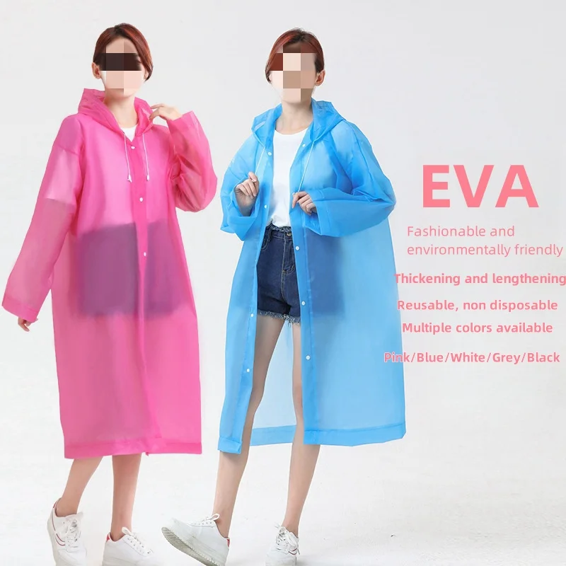 

High quality EVA thickened waterproof raincoat for women and men, multi color camping and mountaineering waterproof raincoat set