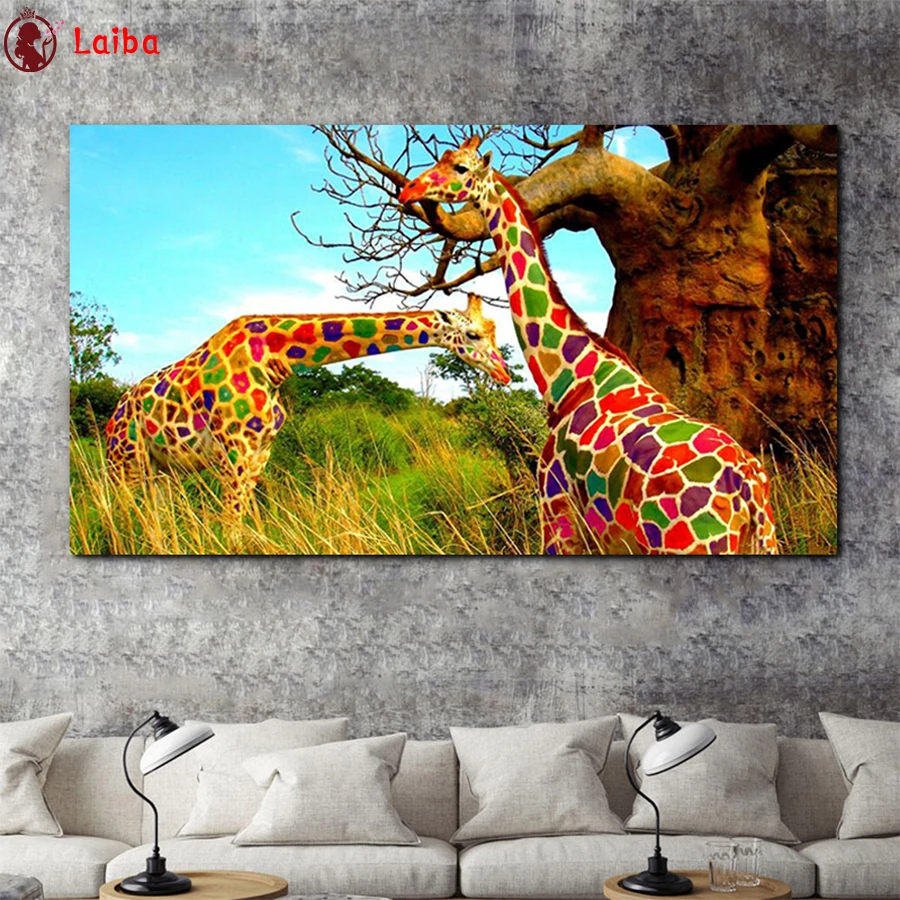 

full drill square Crystal Paintings Forest animals colorful giraffe Diamond Embroidery Full round 5d Diy diamond painting