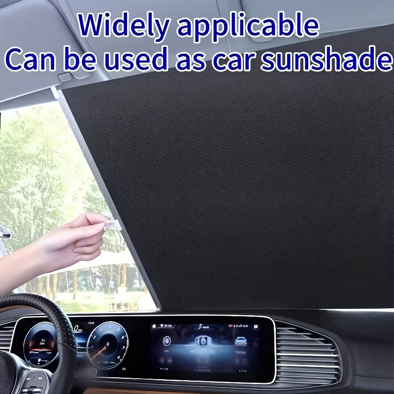 2pcs Portable Universal Full Blackout Non Perforated Retractable Blackout Curtain Suitable for Bedrooms and Offices