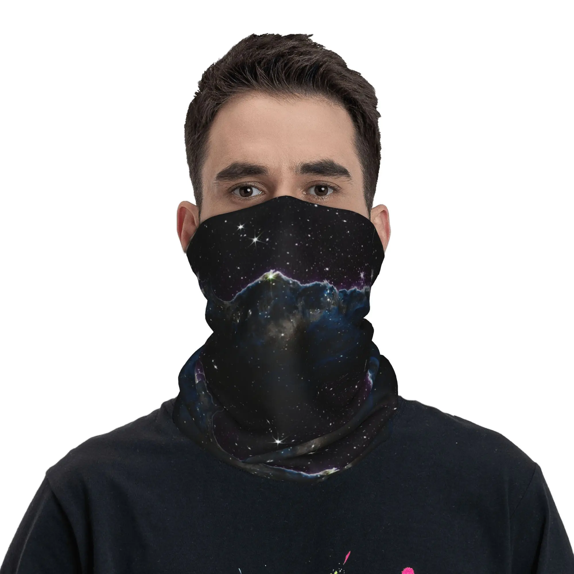 

Cosmic Cliffs Carina Nebula blue purple dark Bandana Neck Cover Printed Face Scarf Multifunction Headband Running For Men Women