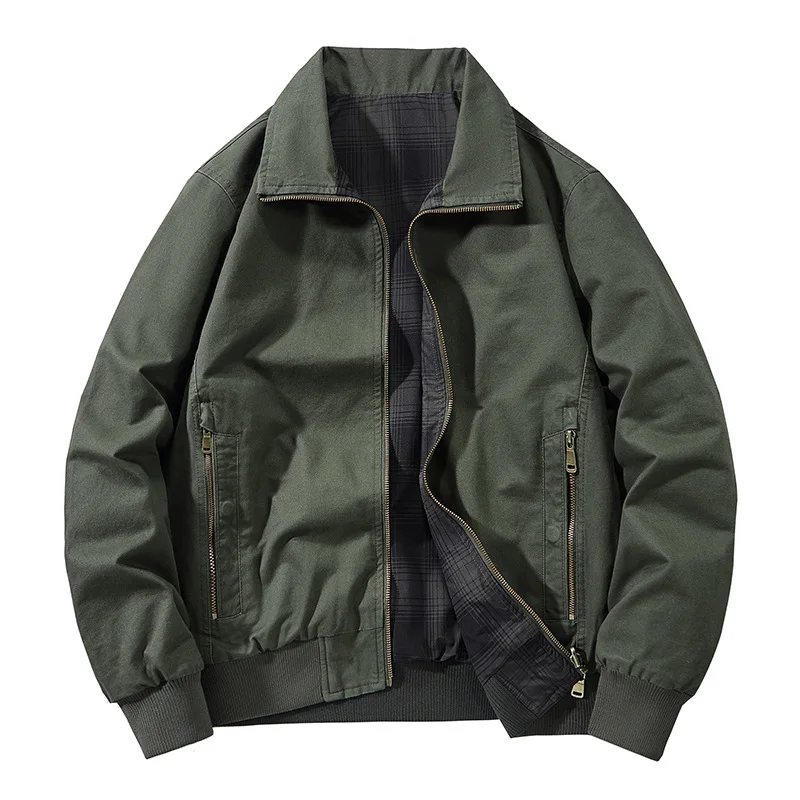 كبيرة الحجم التلبيب الرجال سترة ربيع الخريف جديد على الوجهين يمكن ارتداؤها الرجعية غسلها معطف فضفاض في الهواء الطلق ملابس رجال الأعمال غير رسمية