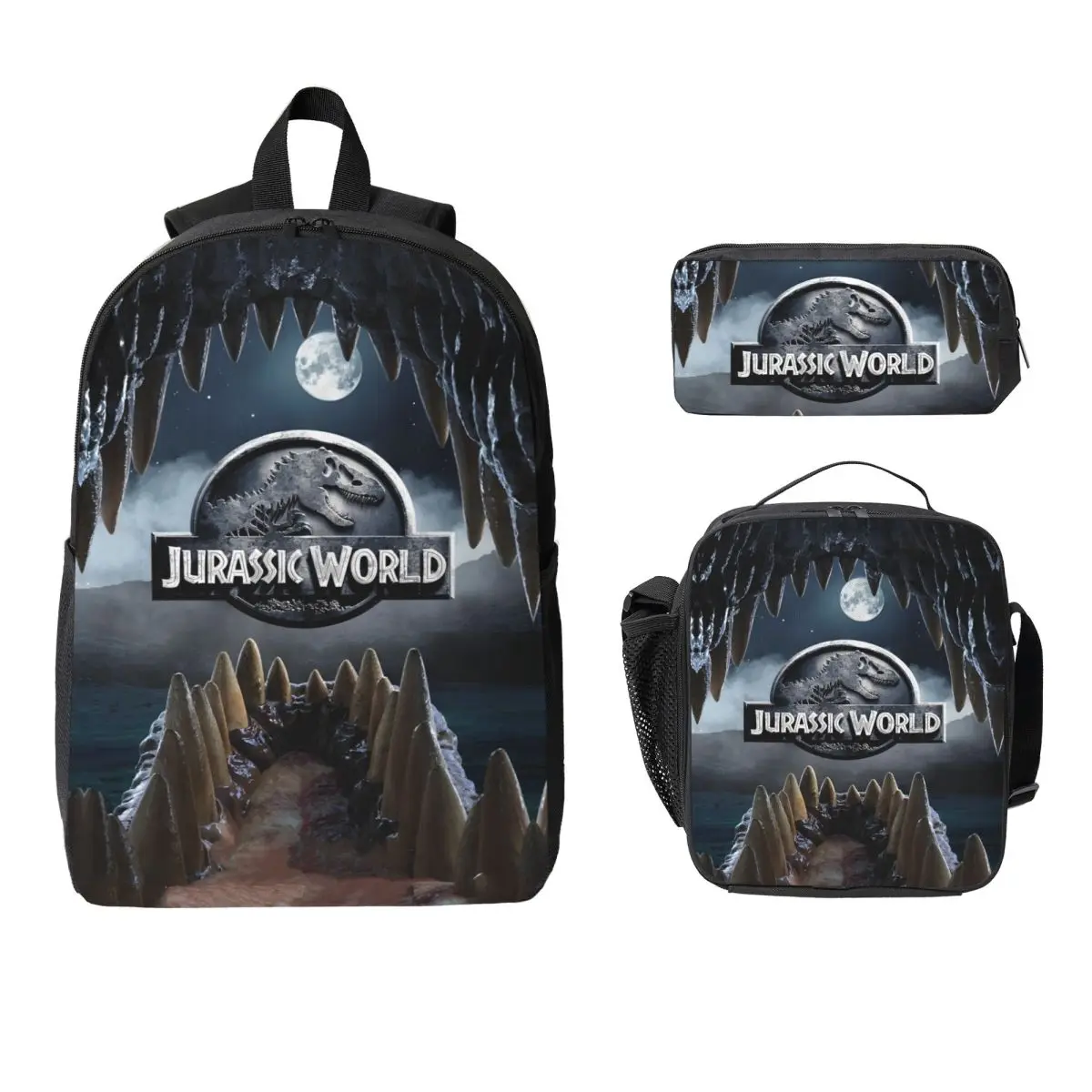 

3Pcs Jurassic Park World Theme Backpack Set for Boy Girl Pencil Boxes Bookbag Sets with Lunch Box For School Students Knapsack