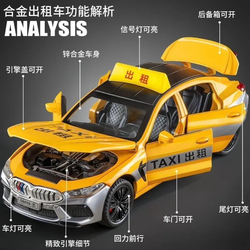 1:32 Scale Taxi Diecast Alloy Model with 6 Open Doors & Multi-Color Options for Collection Gift Home Decor Ornament view 3