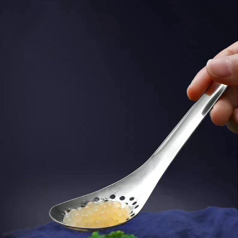 Stainless Steel Slotted Spoon Caviar Roe Sauce Strainer Spoon Durable Kitchen Cooking Gadget