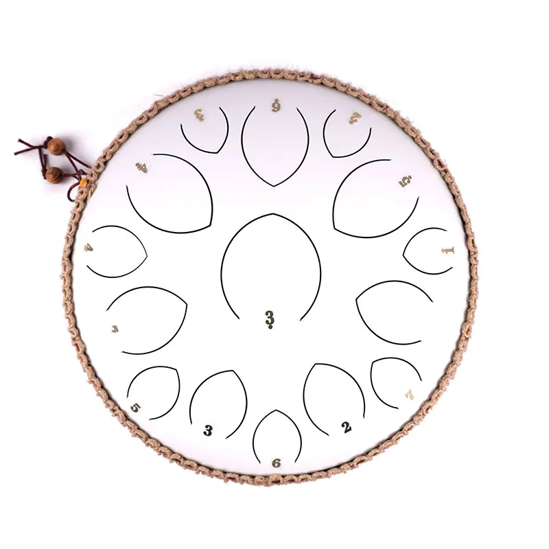 

Hooqu Factory Offer The Big Size Design 14 Inch (35 Cm) 15 Tongue White Hank Drum D Key Balmy Drum Steel Tongue Drum
