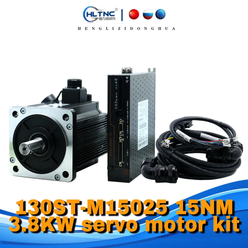 NEW 130ST-M15025 15NM 3.8KW 220 AC 220V 380V servo motor 2500-5000RPM with RS485  T3DF-L30F-RABF T3A drive permanent magnet