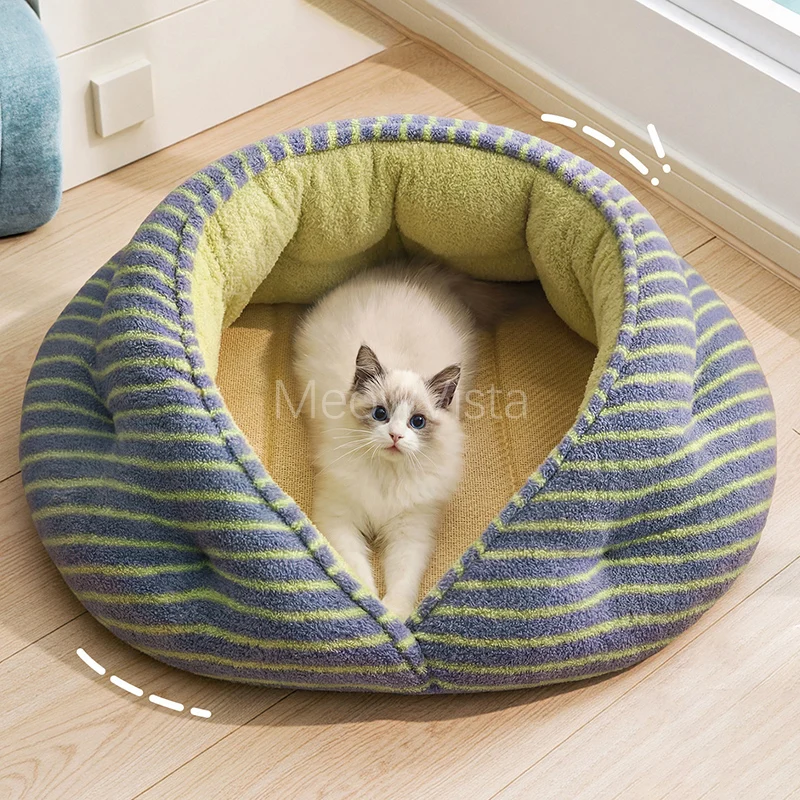 

Summer Cooling Pet Cave Bed with Removable Cushion Cozy Soft Enclosed Indoor Sleeping Nest for Small Dogs & Cats Pet Furniture