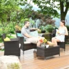 4 Stück Rattan Terrassen möbel Set gepolstert Sofa Stuhl Couch tisch Garten 3