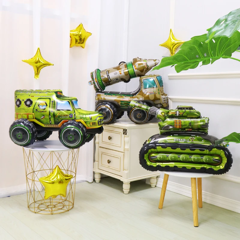 3D Balloons Children\'s Toys Gift Excavator Car Assembly Birthday Balloons Gift Tank Car Stage Birthday Party Decoration Balloons