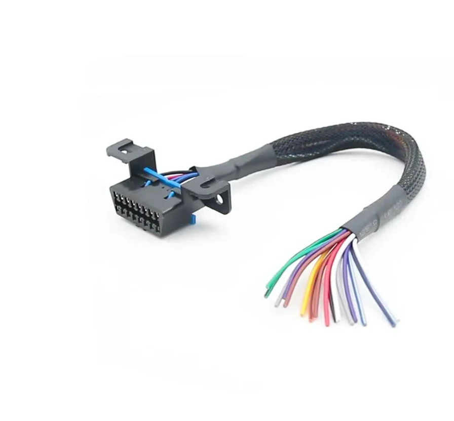 OBD2  Connector to Color Bare Wire 16 Pin Female OBDII Opening Cable 30cm Universal  DIY Extension Cable Car Diagnostic Interfac