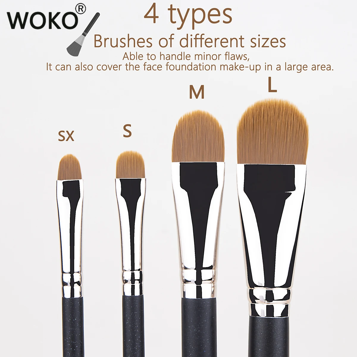 Upgraded Ultra-thin Foundation Concealer Makeup Brush 4 Types Sizes Professional Liquid Foundation Cream Concealer Make-up Tool