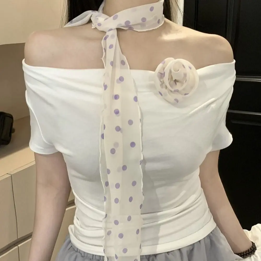 Unique Y2k Long Polka Dot Waistband Designer Thin Silk Waist Belt Floral Tie Up Dress Jeans Belt Summer