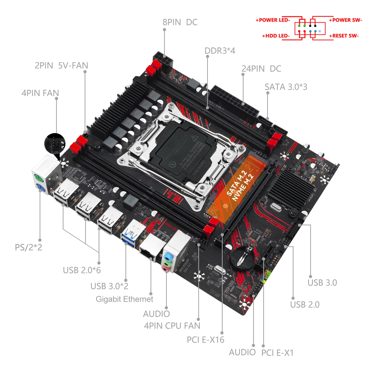 Imagem -06 - Conjunto de Placa Mãe Kit Lga 20113 Xeon e5 2673 Cpu v3 16g 2x8 Ddr3 Ram Ecc Suporte de Memória Ssd Sata M.2 M-atx Machinist-x99-pr8-h