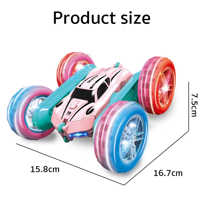 Telecomando Car - Girl Pink Remote Control Car -2.4G Double sided rotazione a 360 °-giocattolo per auto con luci-regalo di compleanno per ragazza