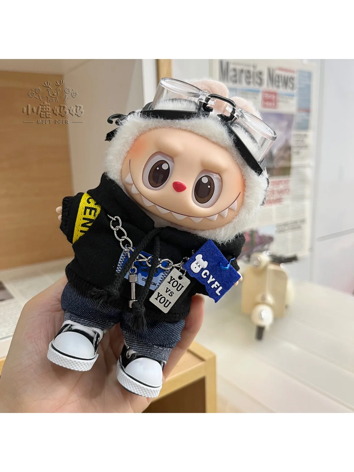

100% подлинный наряд Labubu Pilot, крутой свитер, одежда для виниловых кукол 1-го 2-го поколения, модная коллекция слепых коробок, подарочный набор