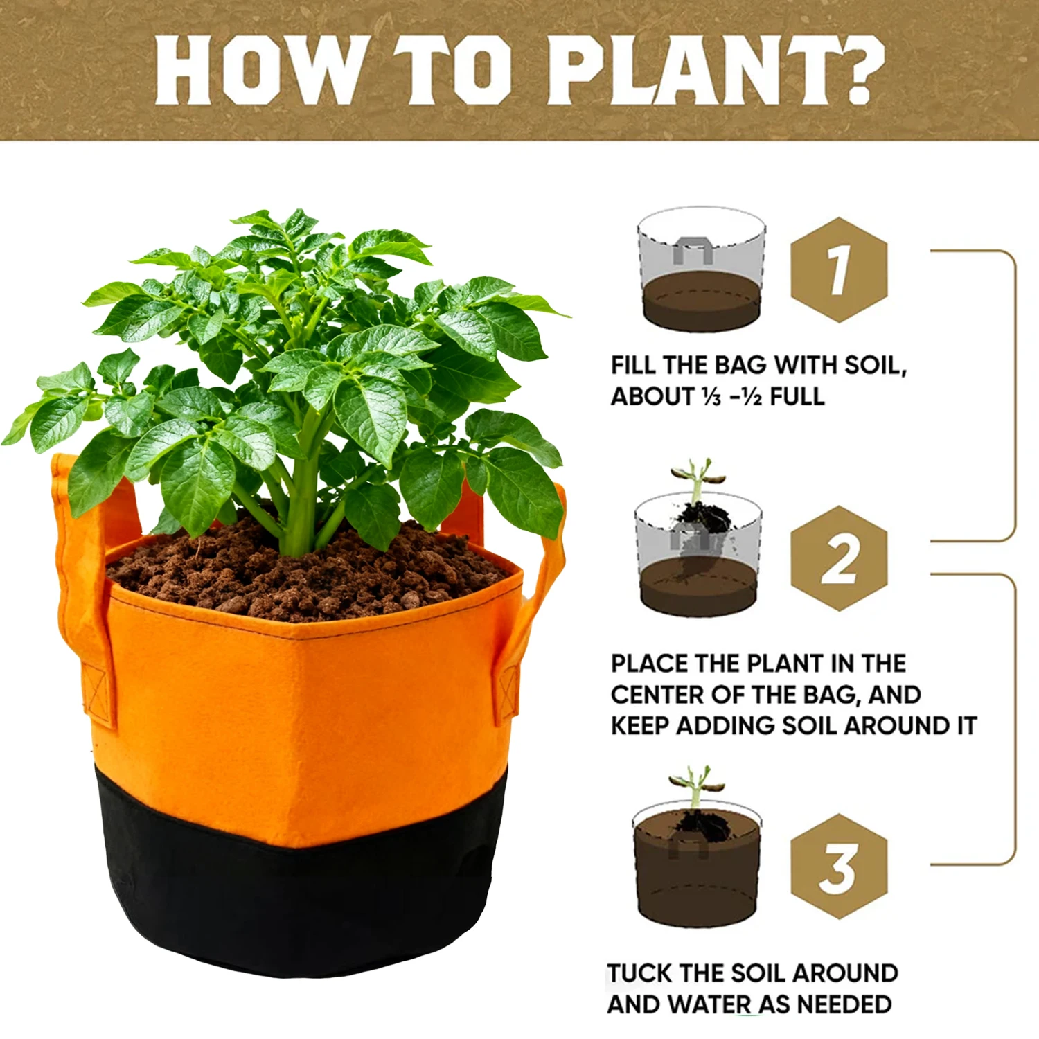 أوعية زراعة هوائية سعة 5/7 جالون، قماش ممتاز غير منسوج بمقابض معززة، مزارعات متعددة الأغراض لزراعة الخضروات #2