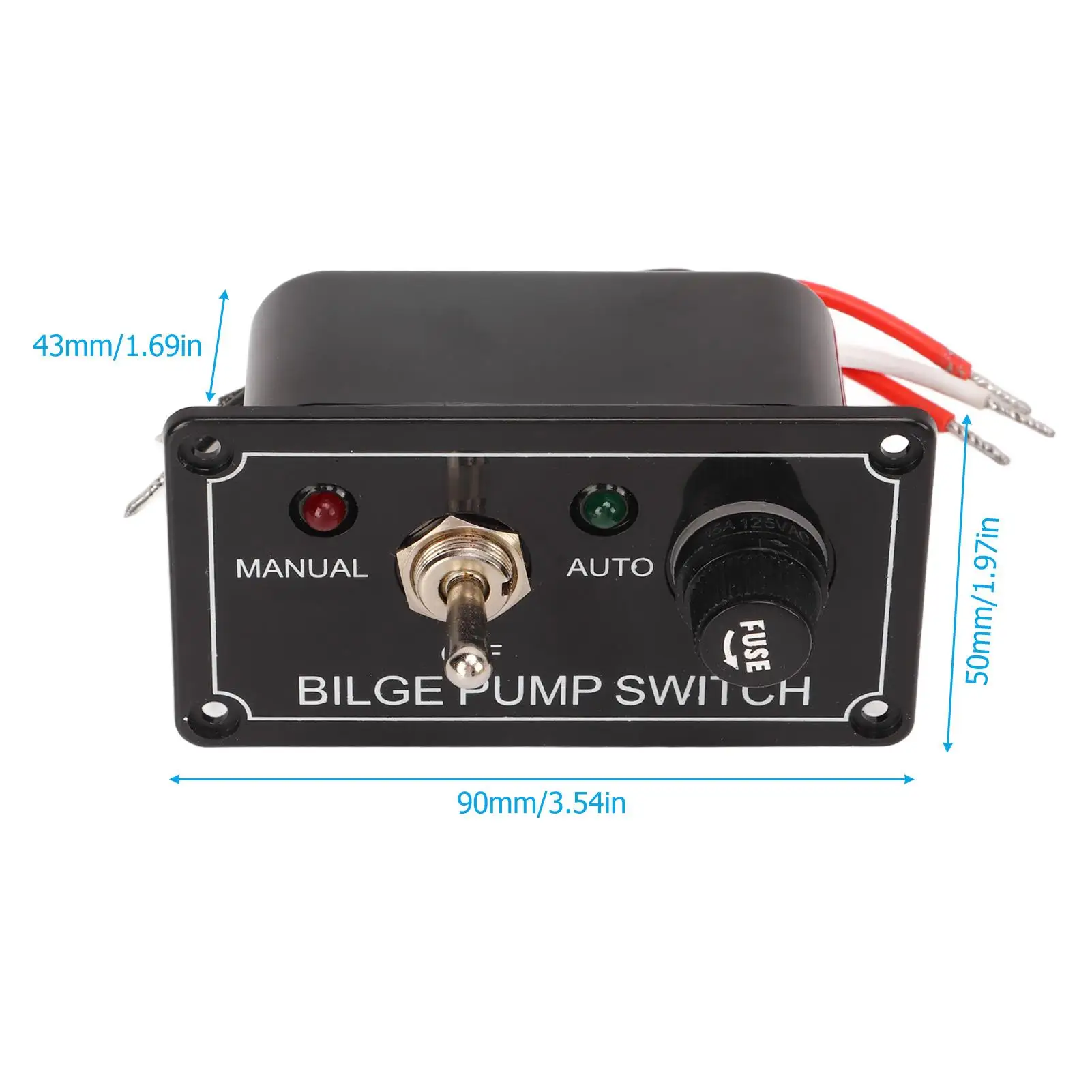 Bilge Pump Switch Panel Durable Circuit Breaker Protection 2 LED Indicator Manual Off Auto Switch Panel Wear Proof for yachts