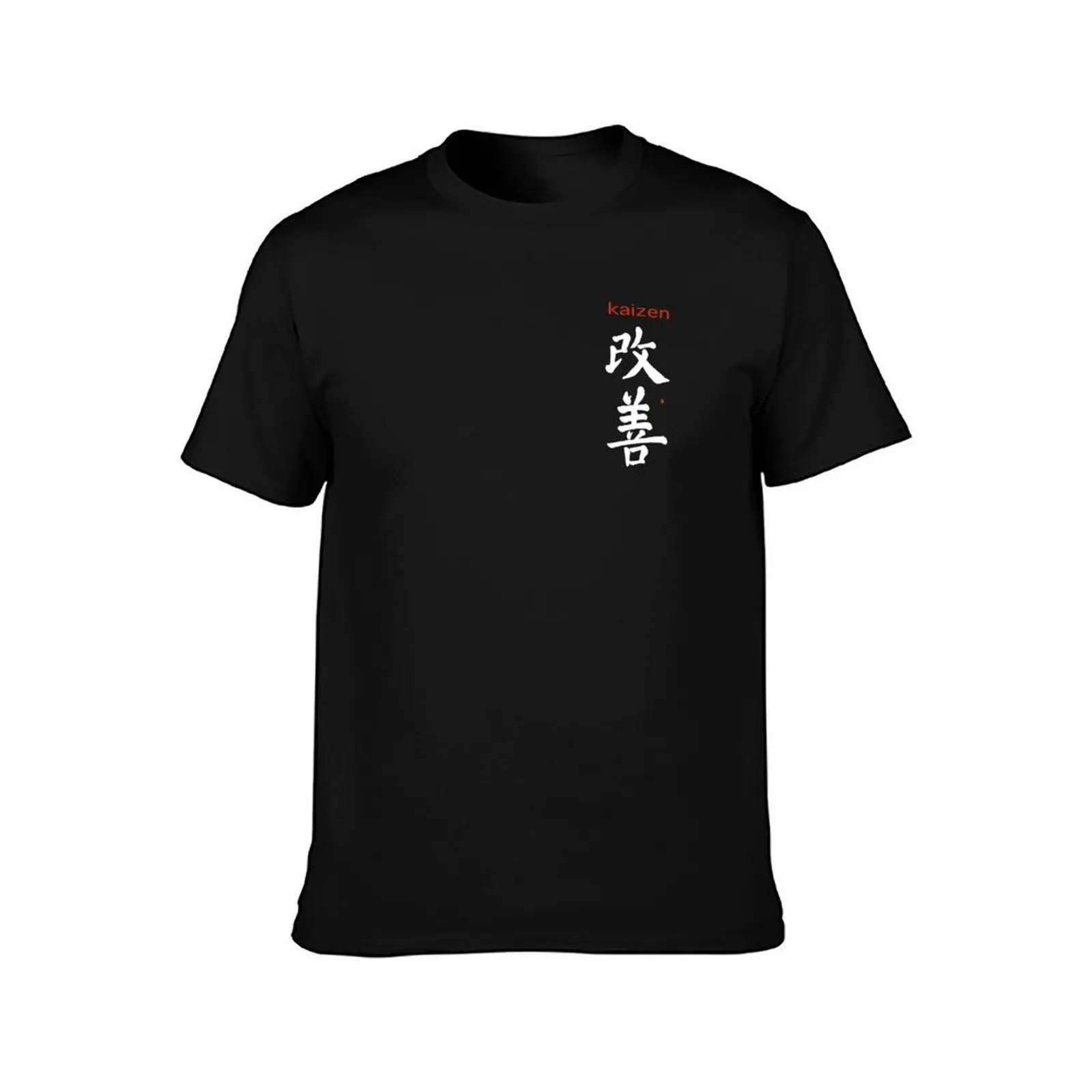 Kaizen Continuous Improvement Japan Pocket Kanji Calligraphy T-Shirt, Summer Casual Cotton Tee, Oversized Streetwear Tops
