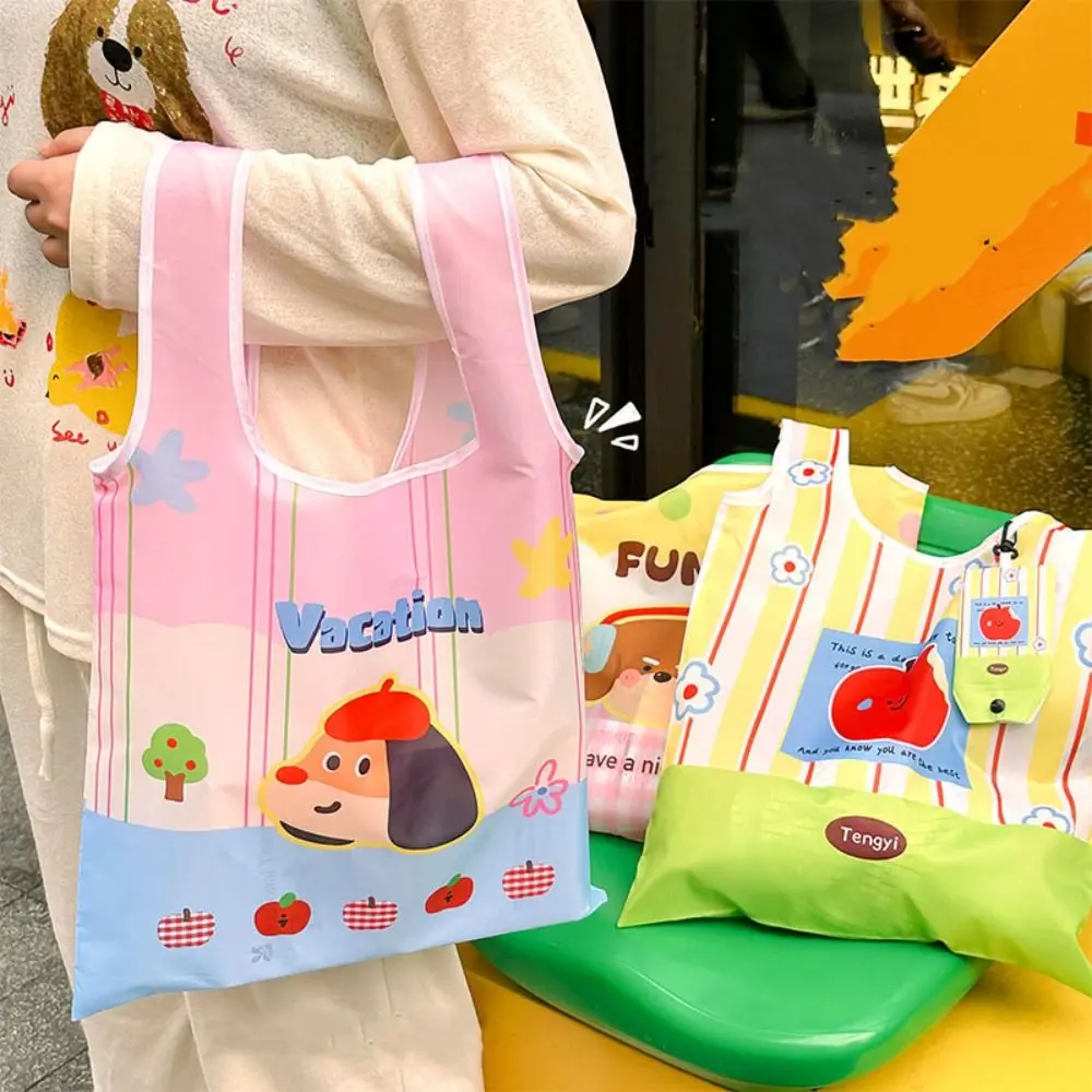 

Tote Bag Kawaii Foldable Shopping Bag Nylon Reusable Supermarket Storage Bag Waterproof Large Capacity Cartoon Eco Bag Shopping