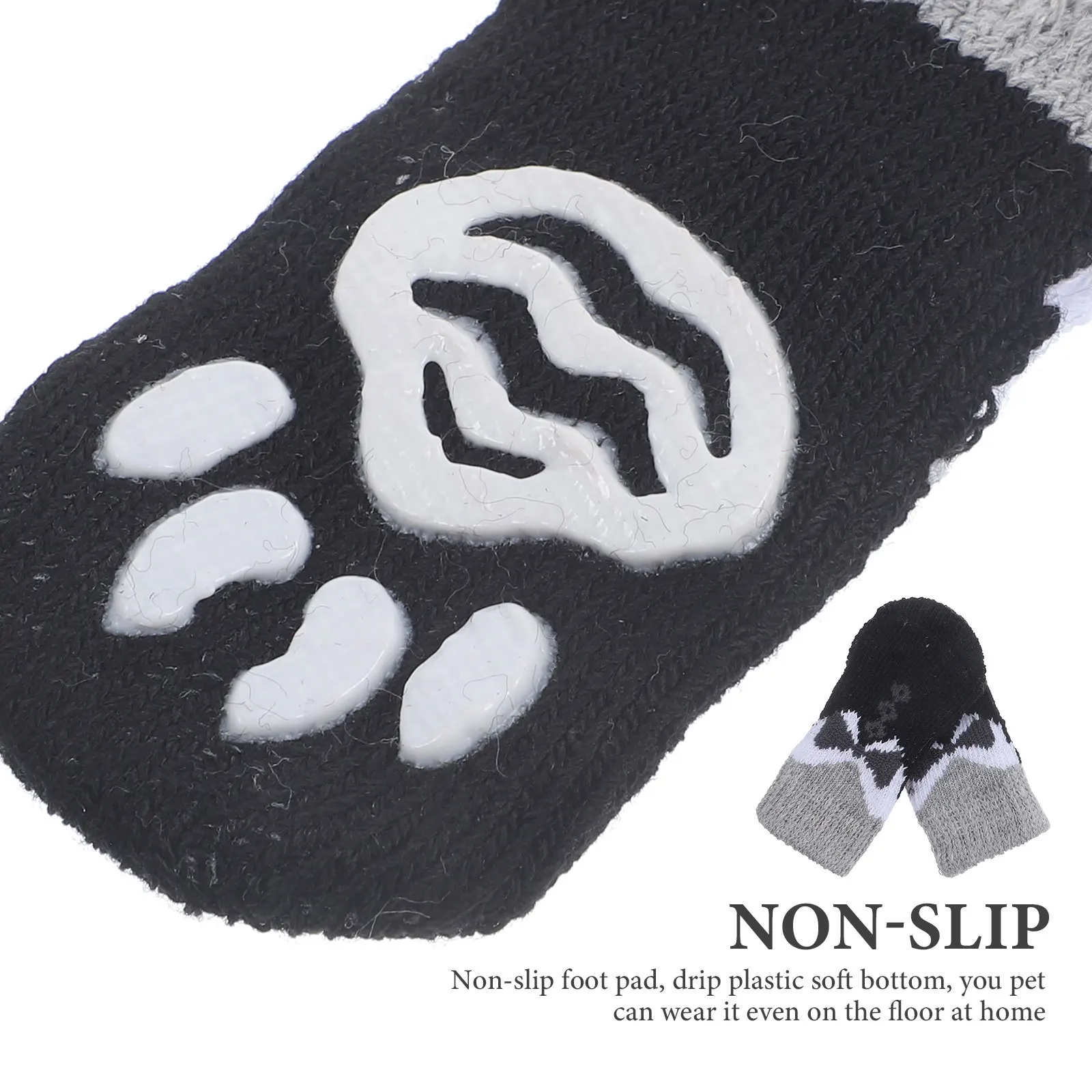 

8Pcs Pet Paw Socks Anti-Slip Dog Socks Cat Warm Polyester Pet Footwear Protectors for Floor Protection Winter Use