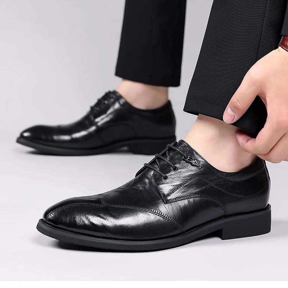 

Autumn New Business Premium Dress Versatile Comfortable Simple Fashion High-end Space-up Leather Casual Sheepskin Men's Shoes